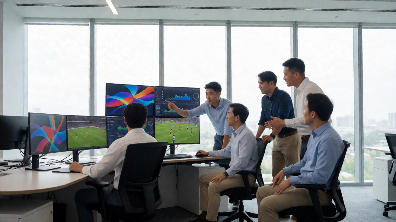 VSport体育平台介绍页面展示多设备同时观看赛事的现代化体验场景